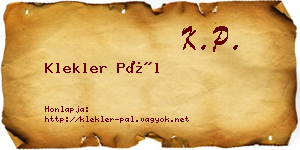 Klekler Pál névjegykártya